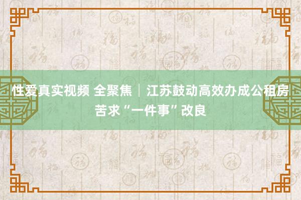 性爱真实视频 全聚焦│江苏鼓动高效办成公租房苦求“一件事”改良