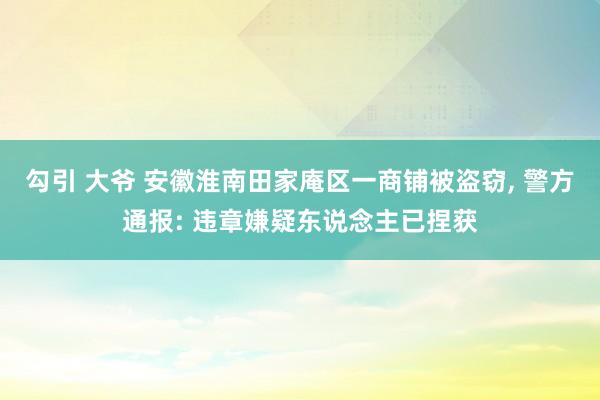 勾引 大爷 安徽淮南田家庵区一商铺被盗窃， 警方通报: 违章嫌疑东说念主已捏获