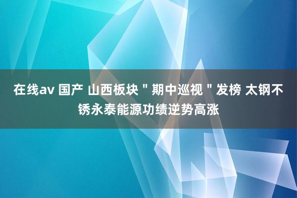 在线av 国产 山西板块＂期中巡视＂发榜 太钢不锈永泰能源功绩逆势高涨