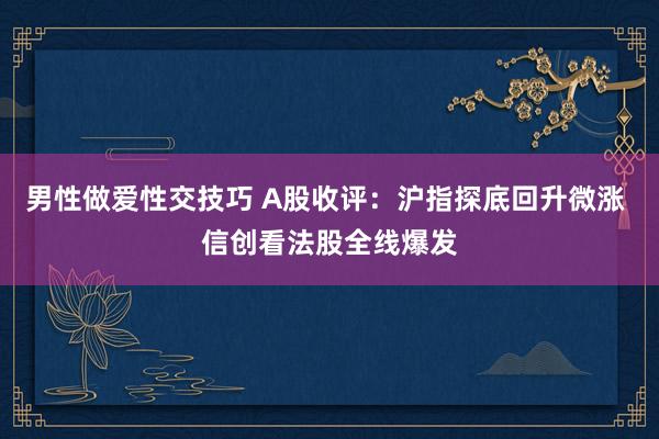 男性做爱性交技巧 A股收评：沪指探底回升微涨 信创看法股全线爆发