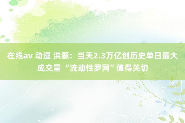 在线av 动漫 洪灏：当天2.3万亿创历史单日最大成交量 “流动性罗网”值得关切