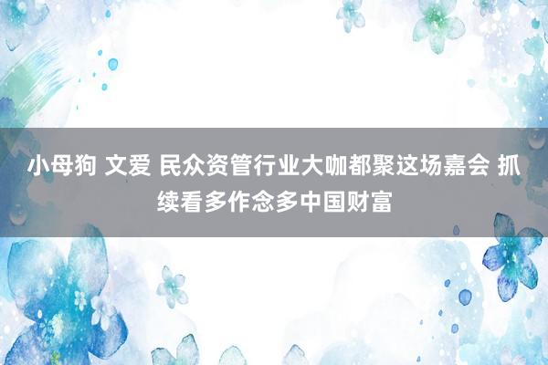 小母狗 文爱 民众资管行业大咖都聚这场嘉会 抓续看多作念多中国财富