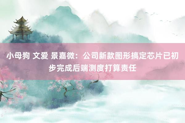 小母狗 文爱 景嘉微：公司新款图形搞定芯片已初步完成后端测度打算责任