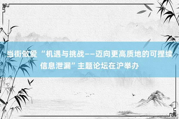 当街做爱 “机遇与挑战——迈向更高质地的可捏续信息泄漏”主题论坛在沪举办