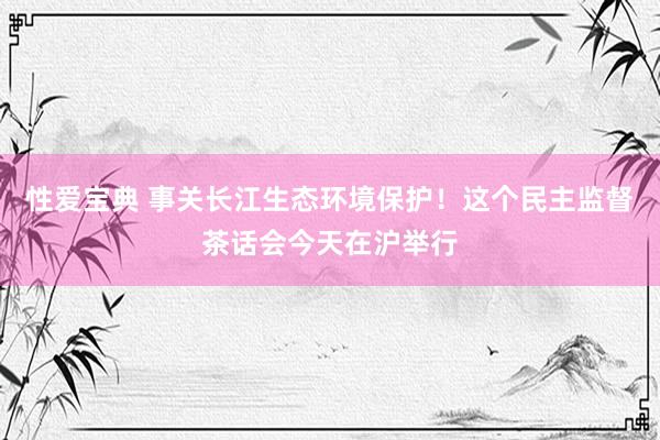 性爱宝典 事关长江生态环境保护！这个民主监督茶话会今天在沪举行