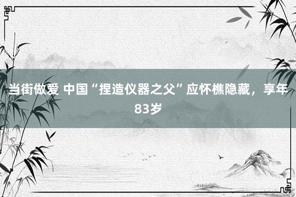 当街做爱 中国“捏造仪器之父”应怀樵隐藏，享年83岁