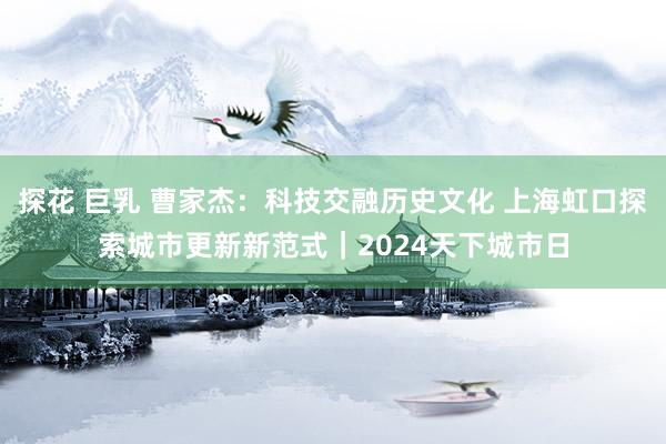 探花 巨乳 曹家杰：科技交融历史文化 上海虹口探索城市更新新范式｜2024天下城市日