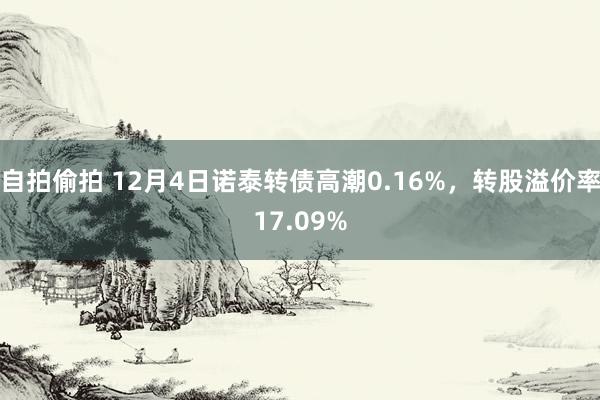 自拍偷拍 12月4日诺泰转债高潮0.16%，转股溢价率17.09%