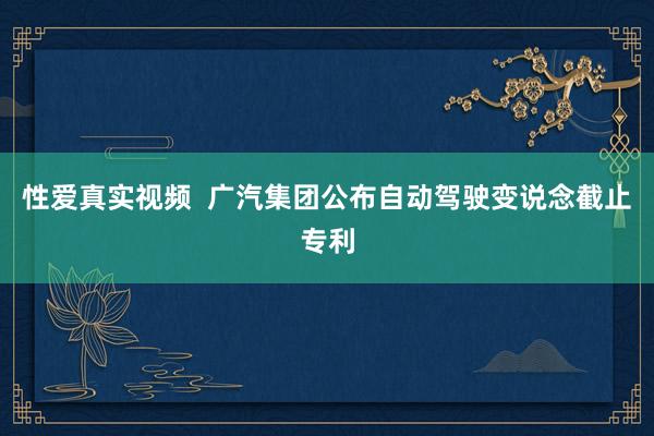 性爱真实视频  广汽集团公布自动驾驶变说念截止专利