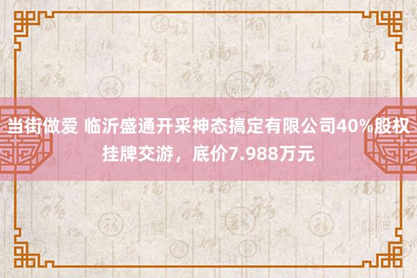 当街做爱 临沂盛通开采神态搞定有限公司40%股权挂牌交游，底价7.988万元