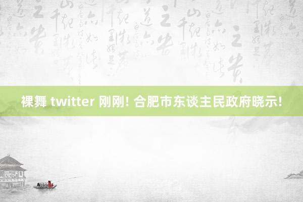 裸舞 twitter 刚刚! 合肥市东谈主民政府晓示!