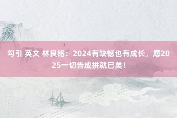 勾引 英文 林良铭：2024有缺憾也有成长，愿2025一切告成拼就已矣！