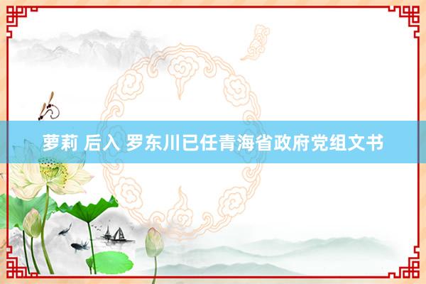 萝莉 后入 罗东川已任青海省政府党组文书