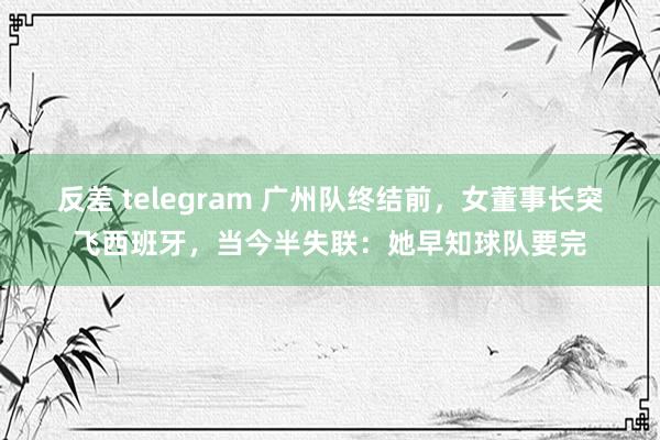 反差 telegram 广州队终结前，女董事长突飞西班牙，当今半失联：她早知球队要完