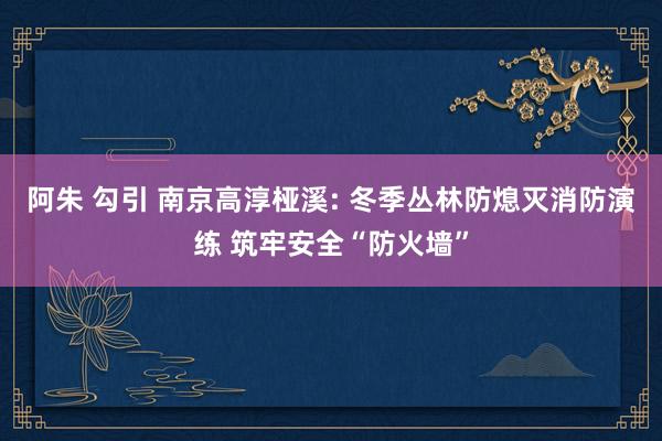 阿朱 勾引 南京高淳桠溪: 冬季丛林防熄灭消防演练 筑牢安全“防火墙”